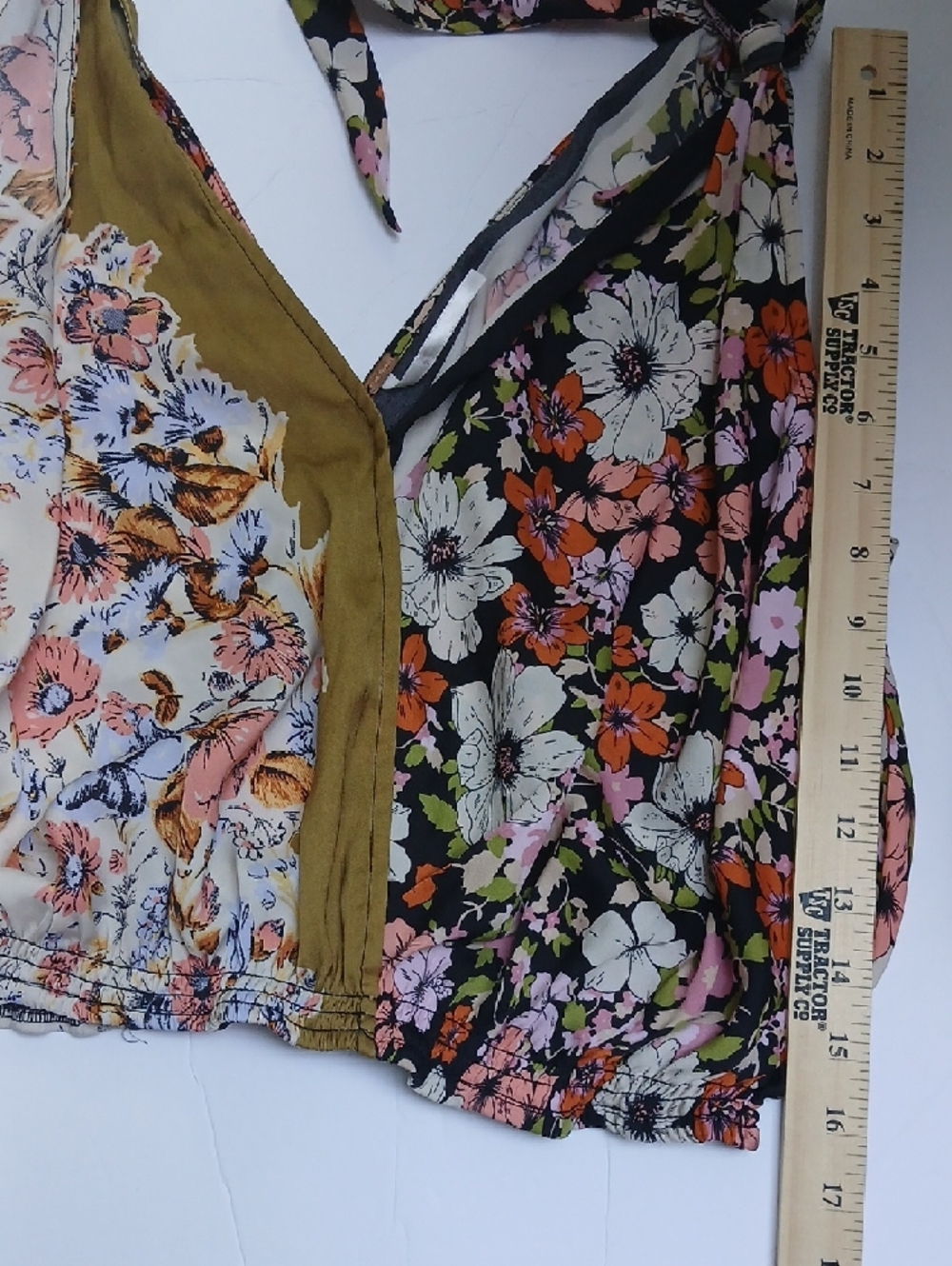 Free People Floral Crop Open Front Snap Sleeveless Women’s Top With Ties - Picture 15 of 15